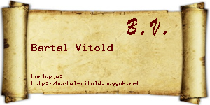 Bartal Vitold névjegykártya